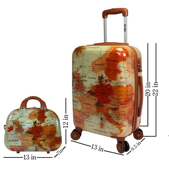 NEW - World Traveler Europe 2-Piece Hardside Polycarbonate Carry-On Luggage Set - Picture 13 of 13